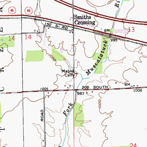 Topographic Map of Maple Cemetery, IN