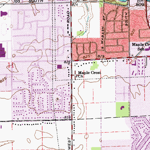 Topographic Map of Maple Crest Church, IN
