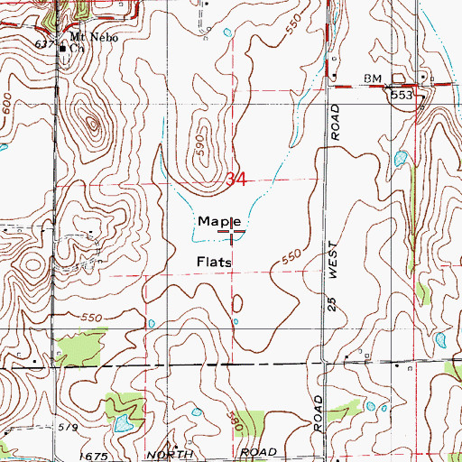 Topographic Map of Maple Flats, IN