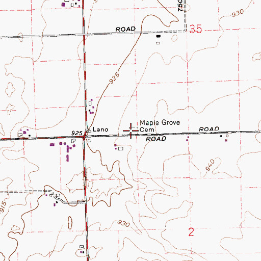 Topographic Map of Maple Grove Cemetery, IN