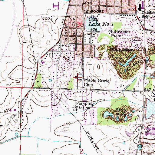 Topographic Map of Maple Grove Cemetery, IN
