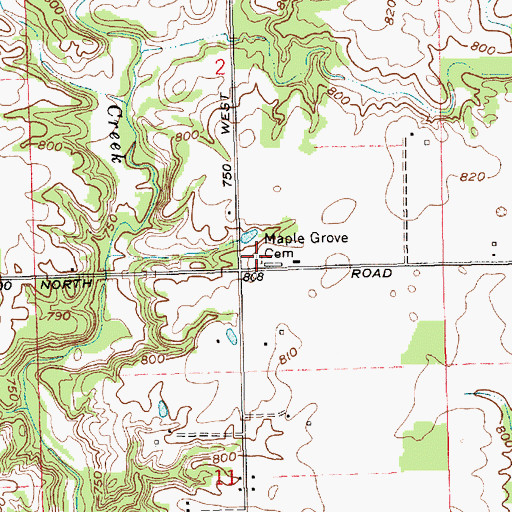 Topographic Map of Maple Grove Cemetery, IN