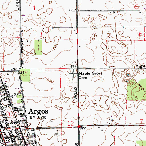 Topographic Map of Maple Grove Cemetery, IN