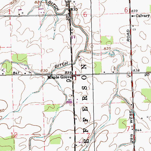 Topographic Map of Maple Grove Church, IN