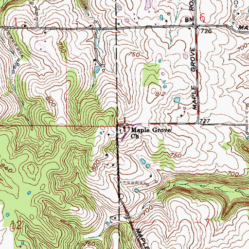 Topographic Map of Maple Grove Christian Church, IN