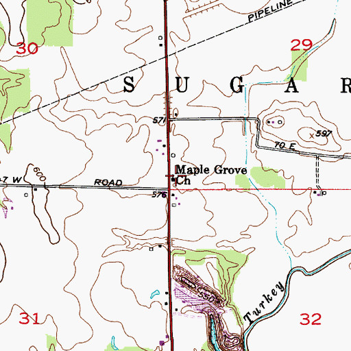 Topographic Map of Maple Grove Church, IN