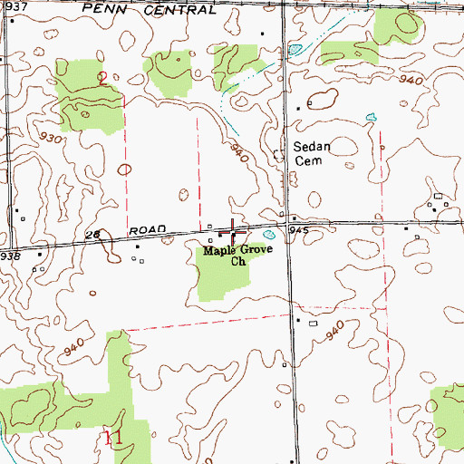 Topographic Map of Maple Grove Church, IN