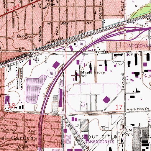 Topographic Map of Maple Grove School, IN