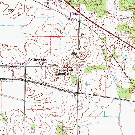 Topographic Map of Maple Hill Cemetery, IN