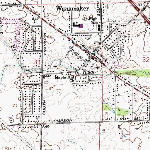 Topographic Map of Maple Hill United Methodist Church, IN