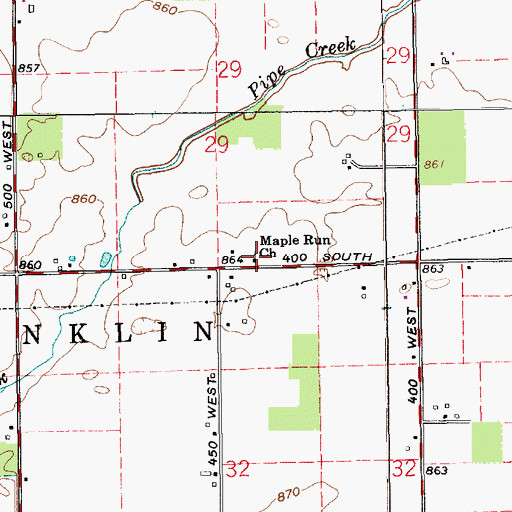 Topographic Map of Maple Run Church, IN