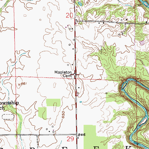 Topographic Map of Mapleton Cemetery, IN