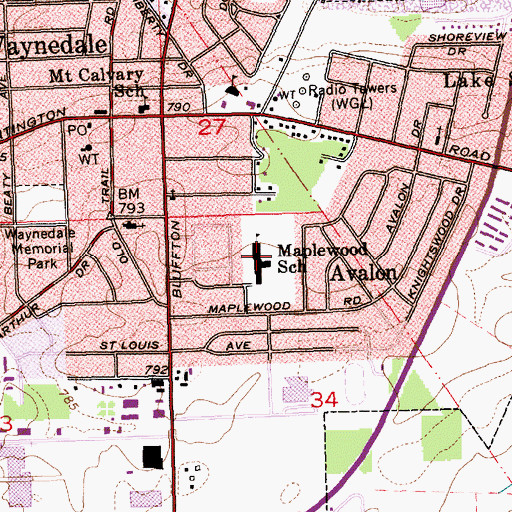 Topographic Map of Maplewood Elementary School, IN