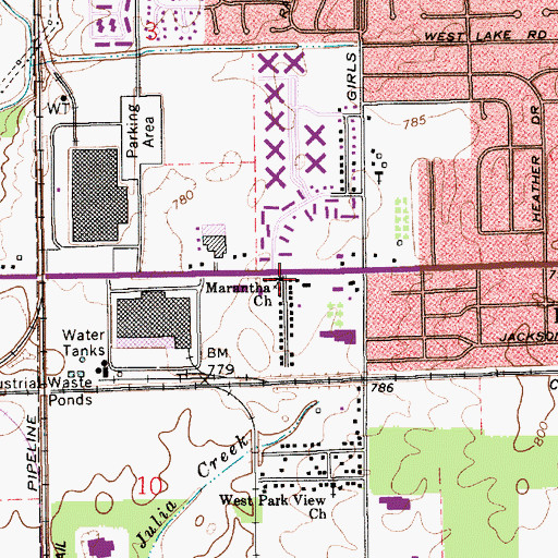 Topographic Map of Marantha Church, IN