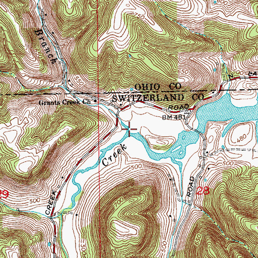 Topographic Map of Marble Branch, IN