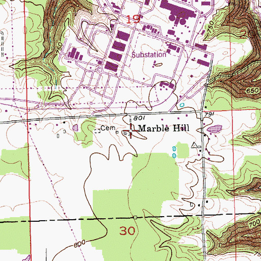 Topographic Map of Marble Hill, IN
