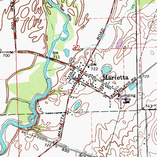 Topographic Map of Marietta, IN