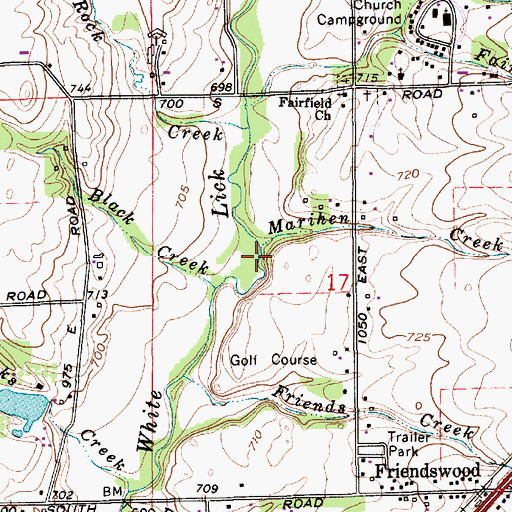 Topographic Map of Marihen Creek, IN