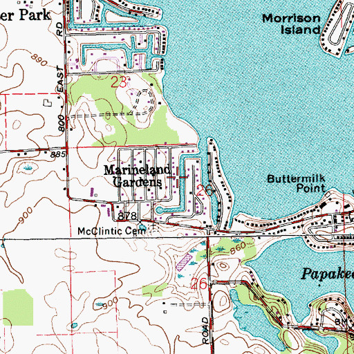 Topographic Map of Marineland Gardens, IN