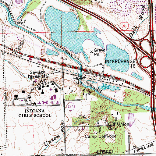 Topographic Map of Mario Creek, IN