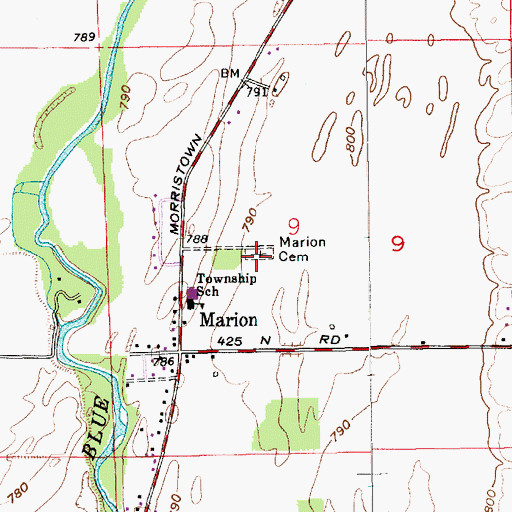 Topographic Map of Marion Cemetery, IN