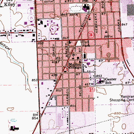 Topographic Map of Indiana Wesleyan University, IN