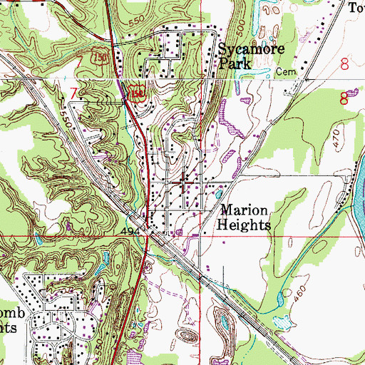 Topographic Map of Marion Heights, IN