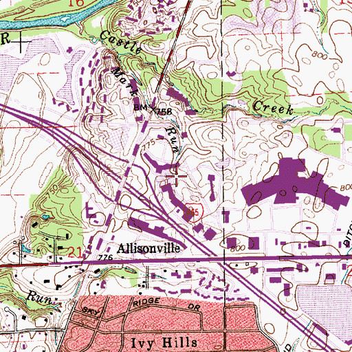 Topographic Map of Mark Run, IN
