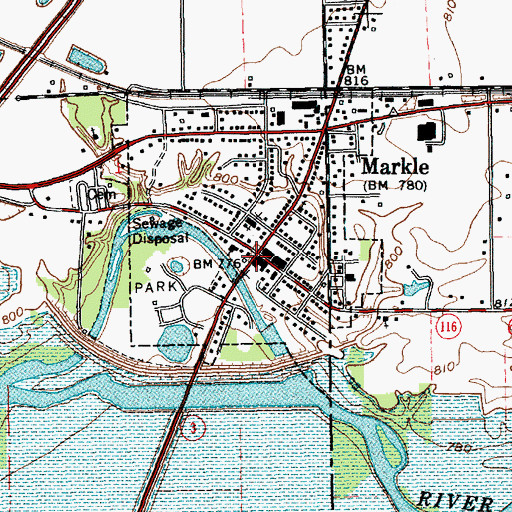 Topographic Map of Markle, IN