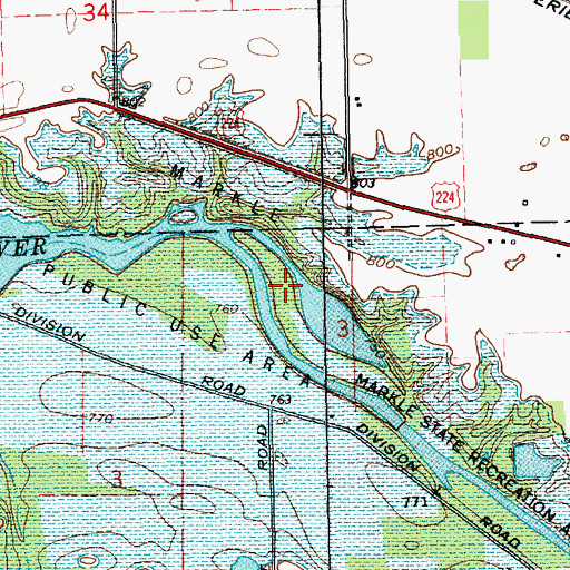 Topographic Map of Markle State Recreation Area, IN