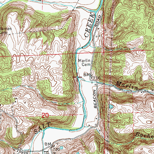 Topographic Map of Marlin Branch, IN