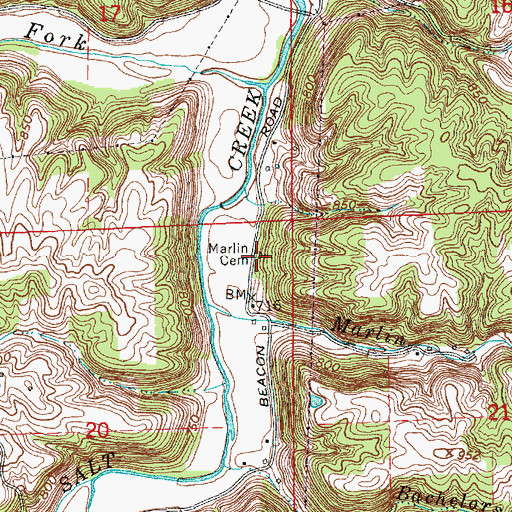 Topographic Map of Marlin Cemetery, IN
