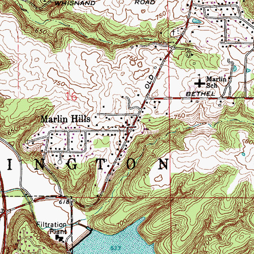 Topographic Map of Marlin Hills, IN
