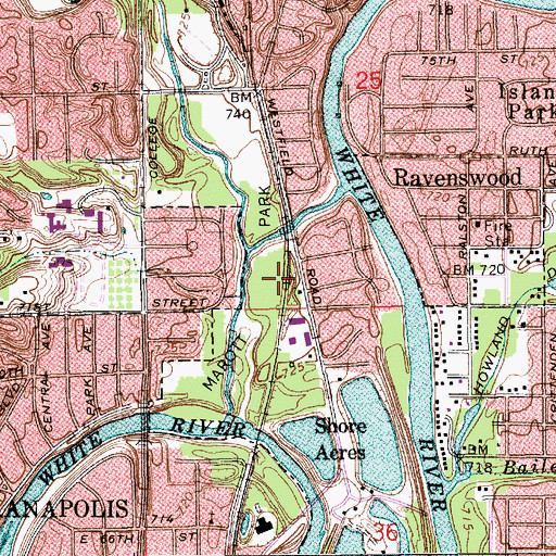 Topographic Map of Marott Park, IN