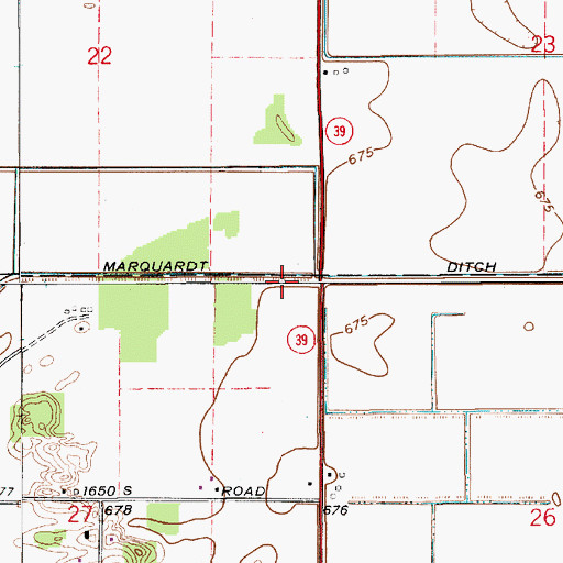 Topographic Map of Marquardt Ditch, IN