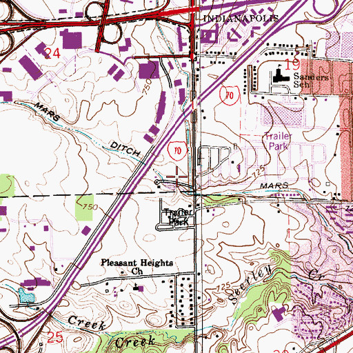 Topographic Map of Mars Ditch, IN