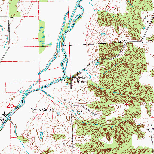 Topographic Map of Marsh Cemetery, IN