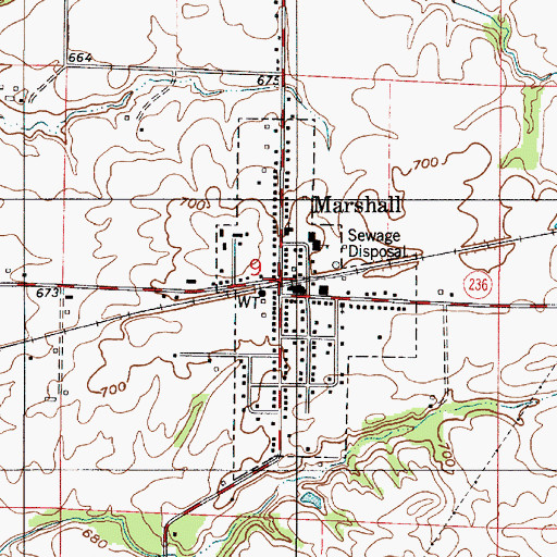 Topographic Map of Marshall, IN
