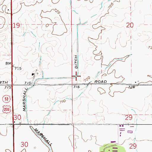 Topographic Map of Marshall Ditch, IN