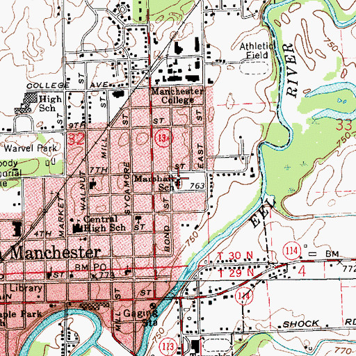 Topographic Map of Thomas Marshall Elementary School, IN