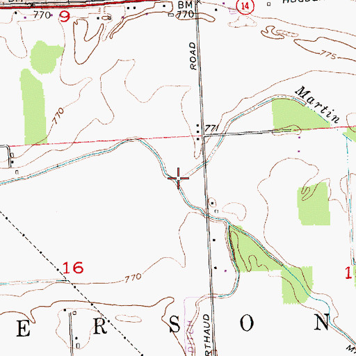 Topographic Map of Martin Branch, IN
