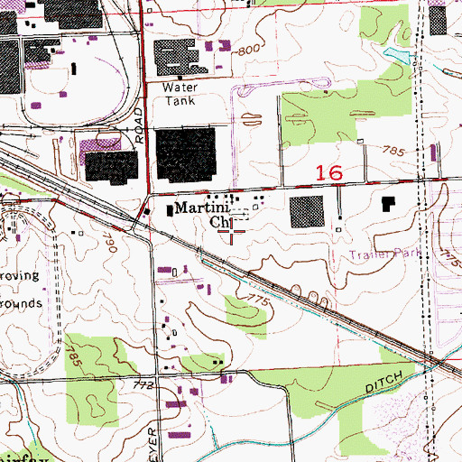 Topographic Map of Martin Church, IN