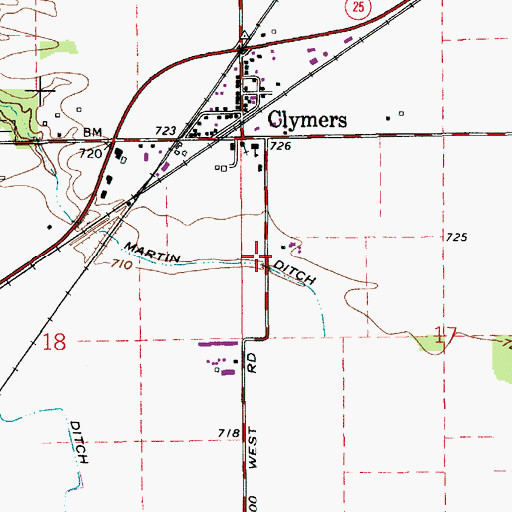 Topographic Map of Martin Ditch, IN