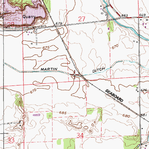 Topographic Map of Martin Ditch, IN