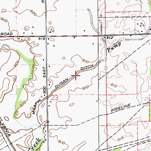 Topographic Map of Martin Dugan Ditch, IN