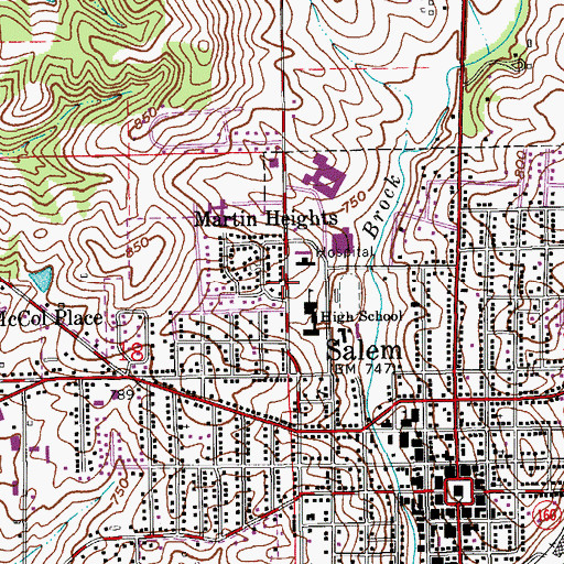 Topographic Map of Martin Heights, IN