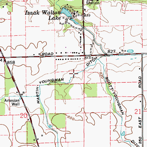 Topographic Map of Martin-Youngman Ditch, IN