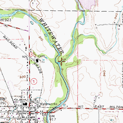 Topographic Map of Martindale Creek, IN