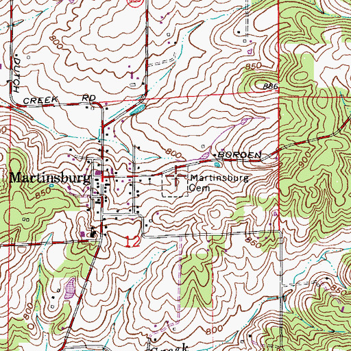 Topographic Map of Martinsburg Cemetery, IN