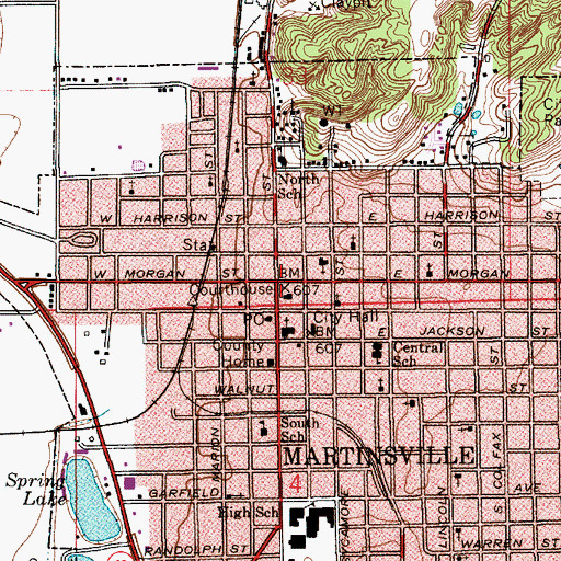 Topographic Map of Martinsville, IN